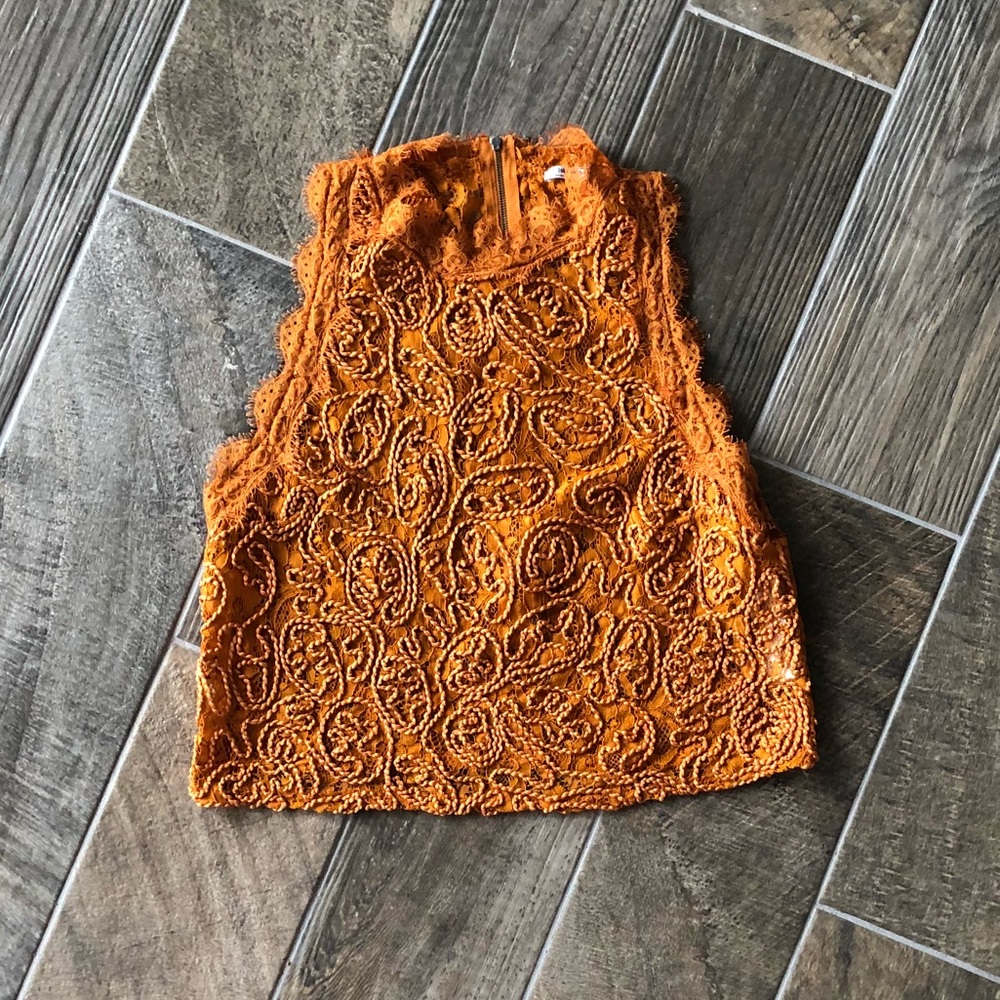 ZARA lace zipper top